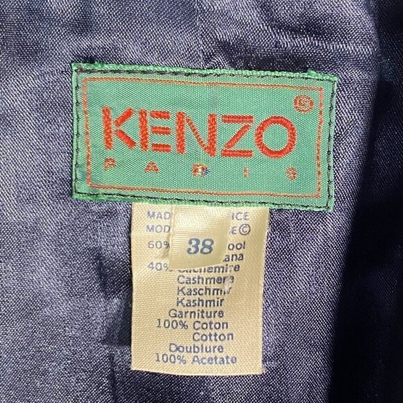 Kenzo Paris Cashmere Wool Navy Blue Blazer Cropped Women’s 6 - Picture 4 of 5